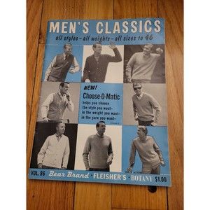 Vtg 1966 Knitting Pattern Mens Classics Sweater Choose-O-Matic Multi-size Vol 96
